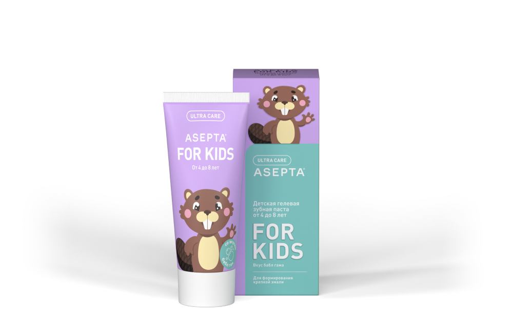 Детская зубная паста ASEPTA FOR KIDS Укрепление эмали от 4 до 8 лет