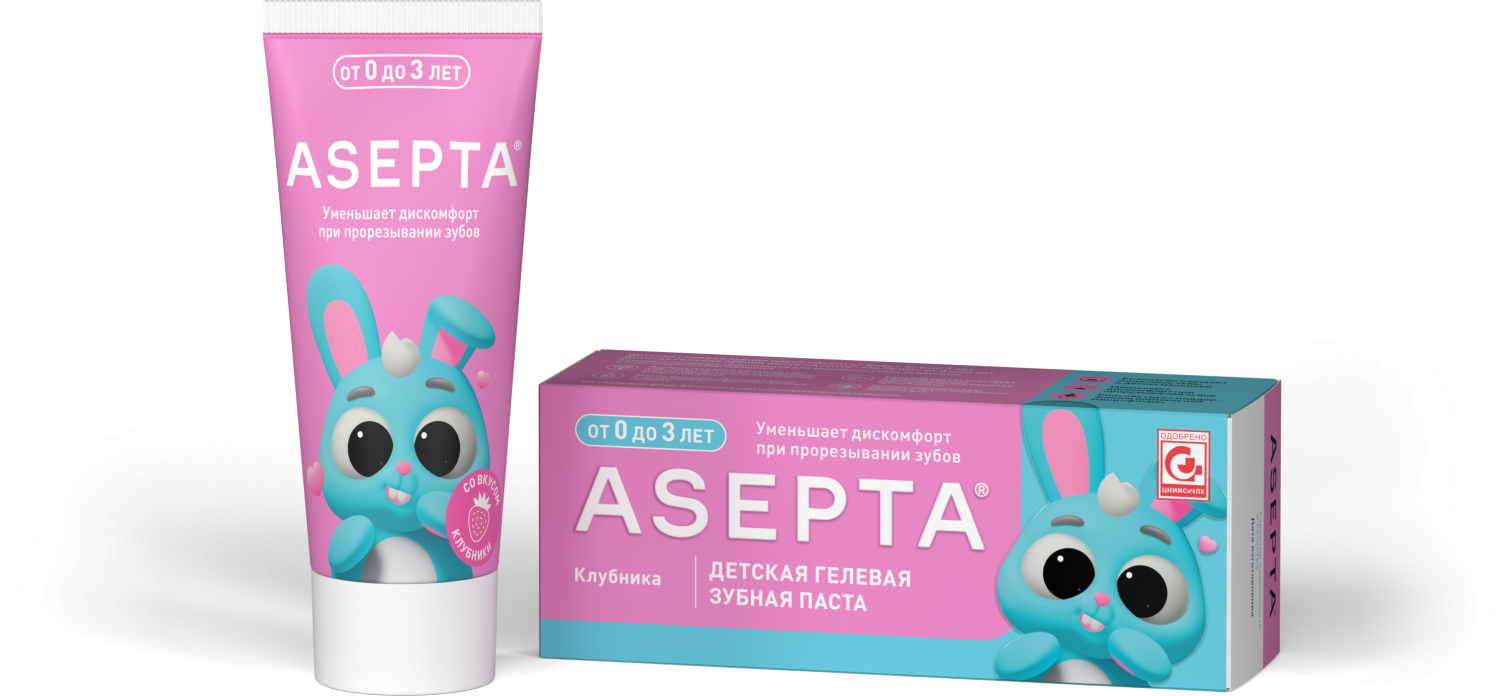 Детская зубная паста ASEPTA Спелая клубника от 0 до 3 лет