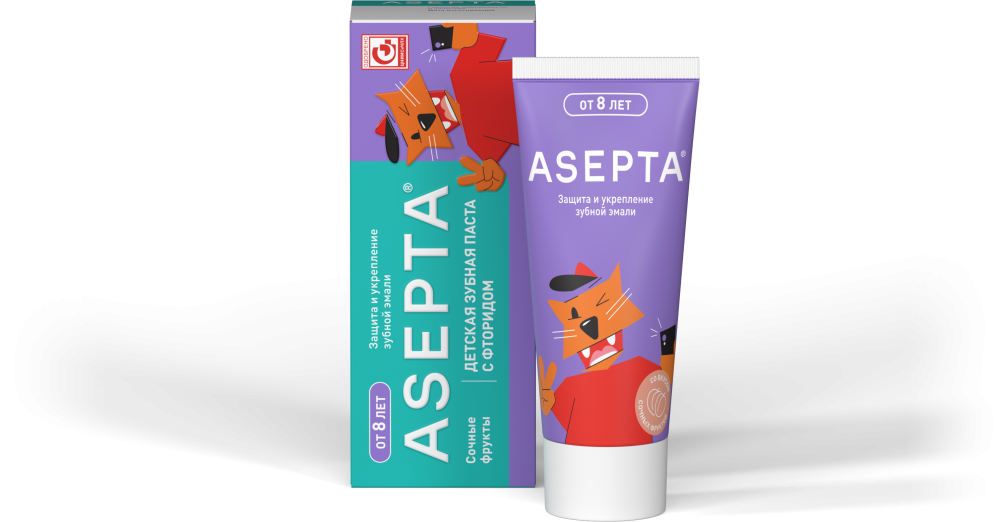 Детская зубная паста ASEPTA Сочные фрукты от 8 лет