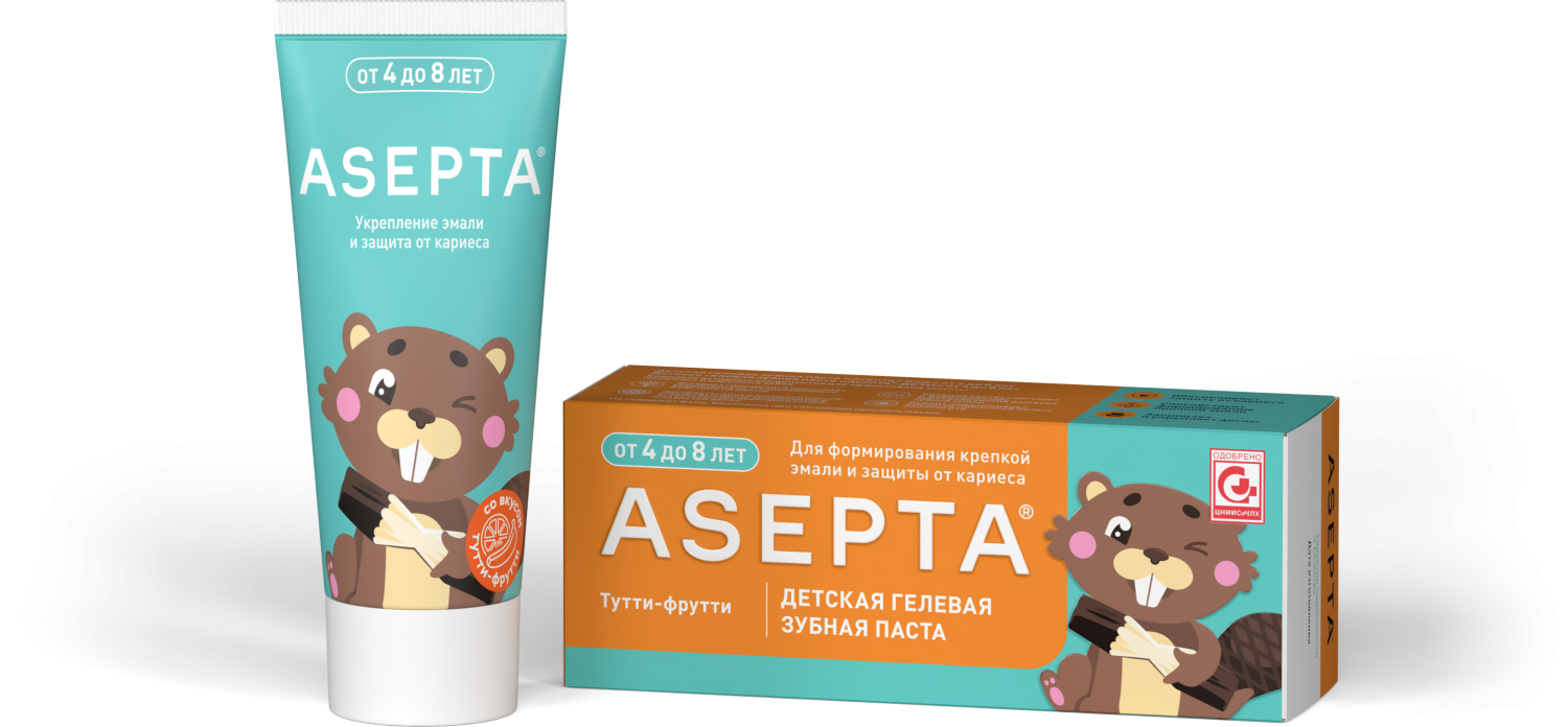 Детская зубная паста ASEPTA Тутти-фрутти от 4 до 8 лет
