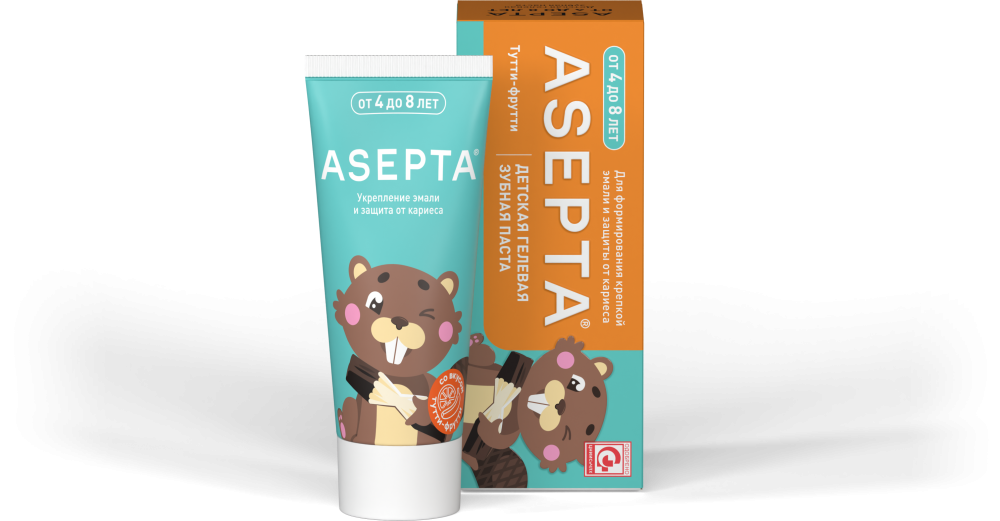 Детская зубная паста ASEPTA Тутти-фрутти от 4 до 8 лет