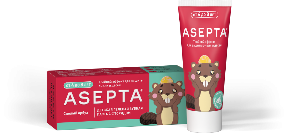 Детская зубная паста ASEPTA Тройной эффект от 4 до 8 лет
